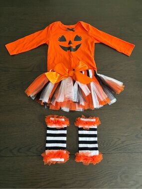 Pumpkin Baby Girls Tutu Dress Halloween Costume (6M)